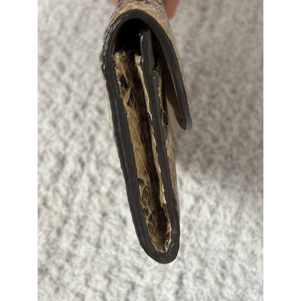 Coach Tan Leather Python Embossed Small Flap Wall… - image 4